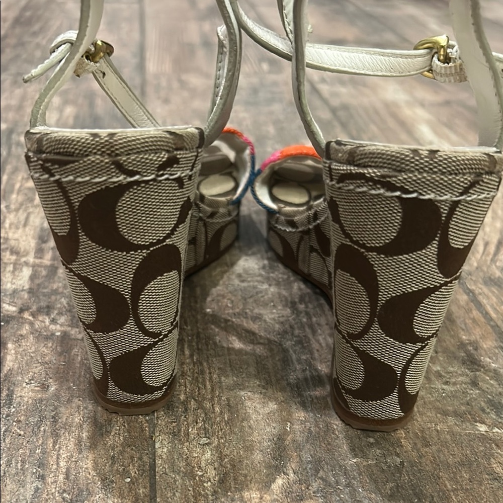Coach Signature Multicolor Wedge Sandals - Picture 10 of 12